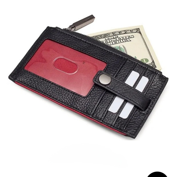 NWT Hammitt Black and Red Leather Gunmetal Hardware 210 West Wallet - Picture 5 of 12